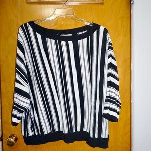 Sejour Black and White Striped Sweater
